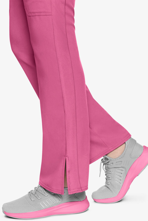 Med Couture Touch Women's 3-Pocket STRETCH Flare Leg Drawstring Scrub Pants - Raspberry Tarte - 2