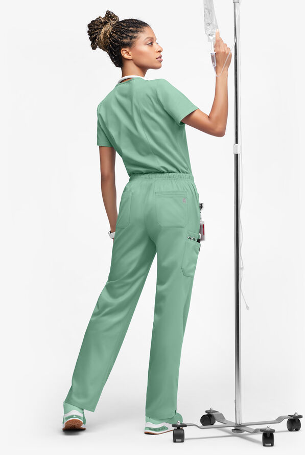 Butter-Soft STRETCH Women’s 10-Pocket Mid Rise Straight Leg Scrub Pant - Tall - Water Mint - 4