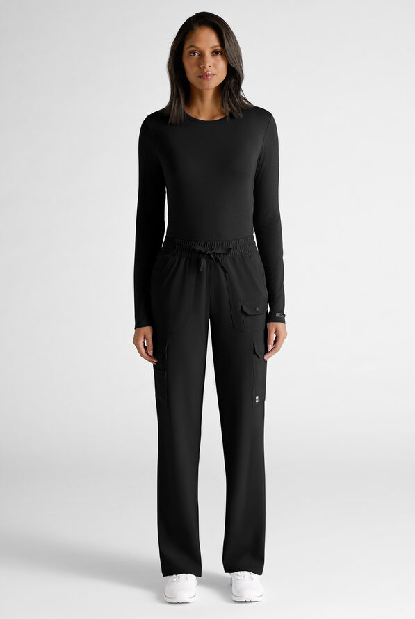 Easy STRETCH Cate Women's Long Sleeve Knit Underscrub - Onyx Black - 3