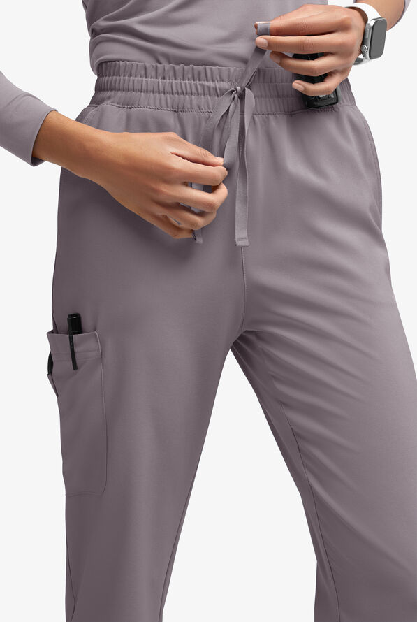 Easy STRETCH Naya Women’s Natural Waist 6-Pocket Straight Leg Scrub Pants - Petite - Grey Stone - 3