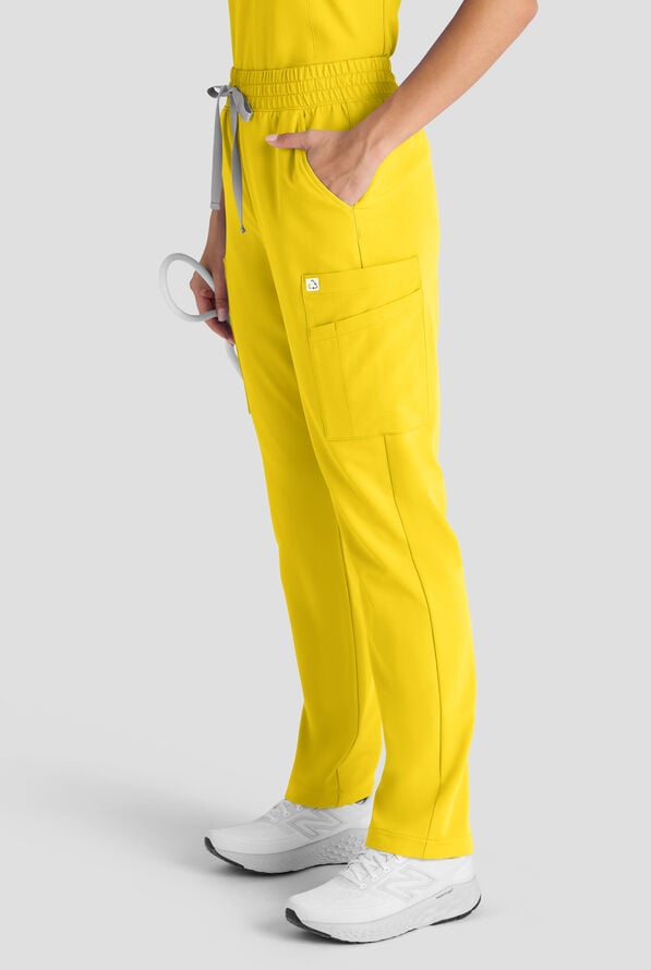 ReSurge Topaz Women's 11-Pocket Drawstring Scrub Pants - Vibrant Yellow - 4