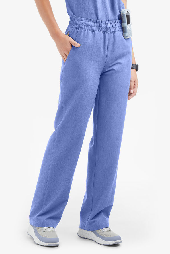 MOVEMENT by Butter-Soft Mira Women's 6-Pocket Wide Leg Scrub Pants - Electric Blue Heather - 1
