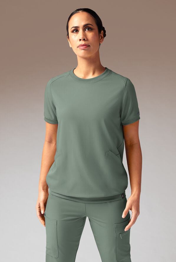 Blusa médica Hypothesis Kentica con cuello redondo y 4 bolsillos para mujer - Mineral - 1