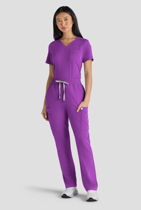 Blusa m&eacute;dica ReSurge Diamond con cuello en V y 3 bolsillos para mujer - Fresh Purple - 8
