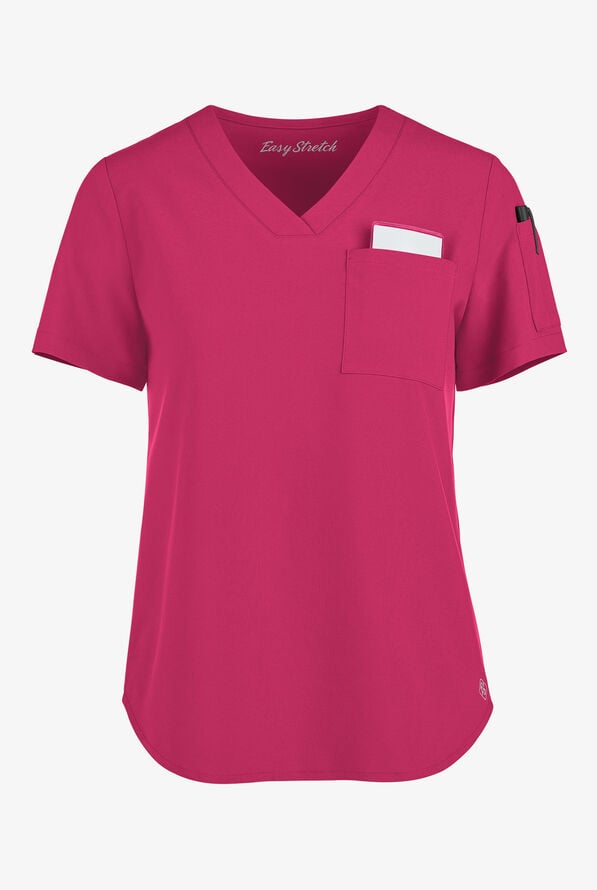 Easy STRETCH Chloe Women's 3-Pocket V-Neck Tuck-In Scrub Top - Anemone - 1