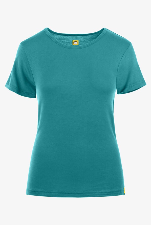 Wink Layers Women's STRETCH Silky Short Sleeve Knit Underscrub - Real Teal - 1