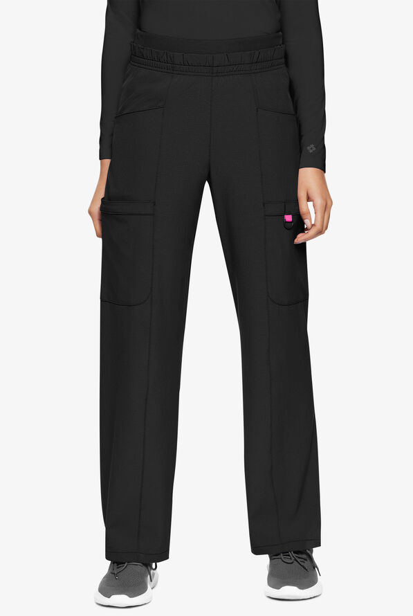 Med Couture Amp Women's 4-Pocket STRETCH Wide Leg Scrub Pant - Black - 1