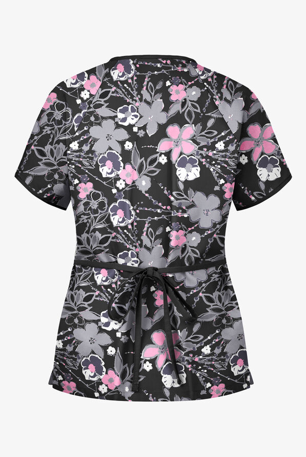 Blusa m&eacute;dica estampada Butter-Soft London Floral estilo cruzado con 2 bolsillos para mujer - null - 2
