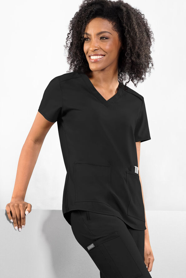 Med Couture Insight Women's 3-Pocket V-Neck Scrub Top - Black - 2