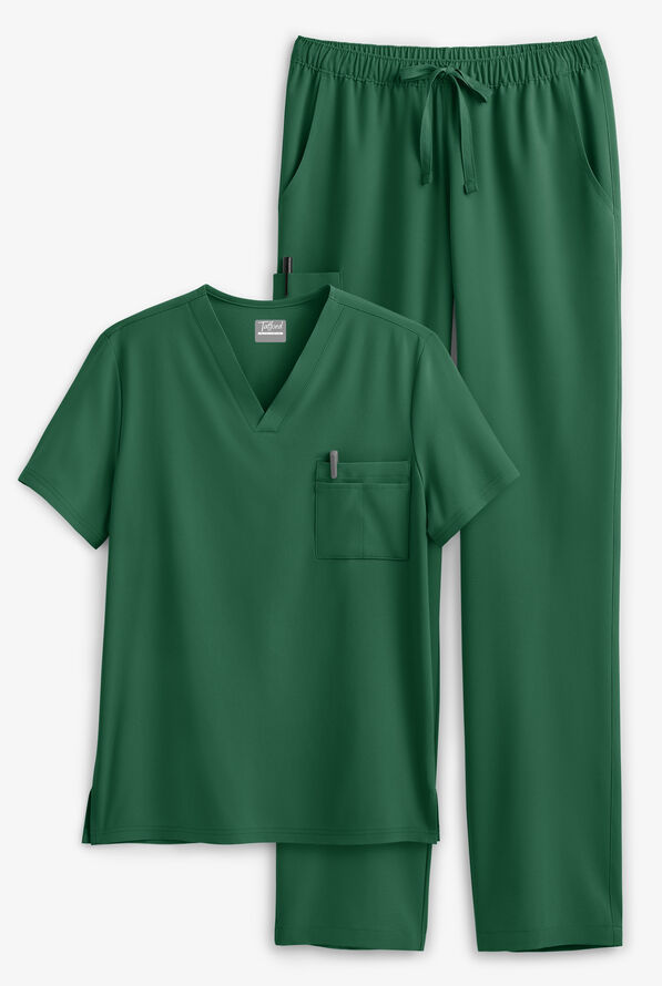 Tafford Active Stretch Unisex 8-Pocket Scrub Set - Hunter - 1