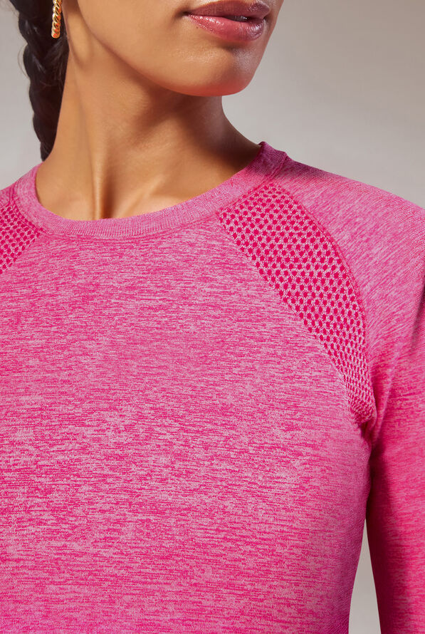 Hypothesis Inner K Contour Women's Long Sleeve Crew Neck Knit Underscrub - Reactive Pink - 4