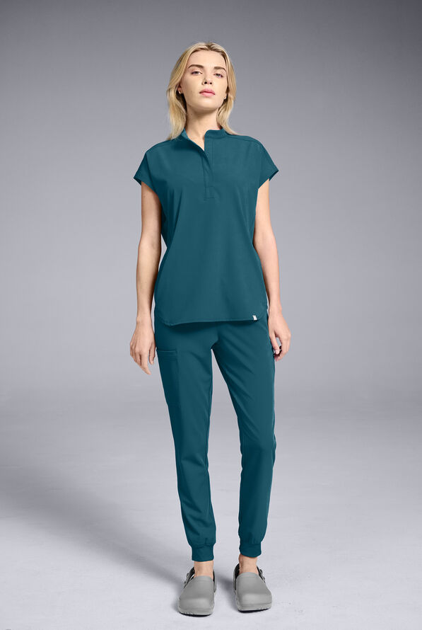 Hypothesis Women's Meta Oversized Dolman Sleeve Scrub Top - Caribbean Blue - 4