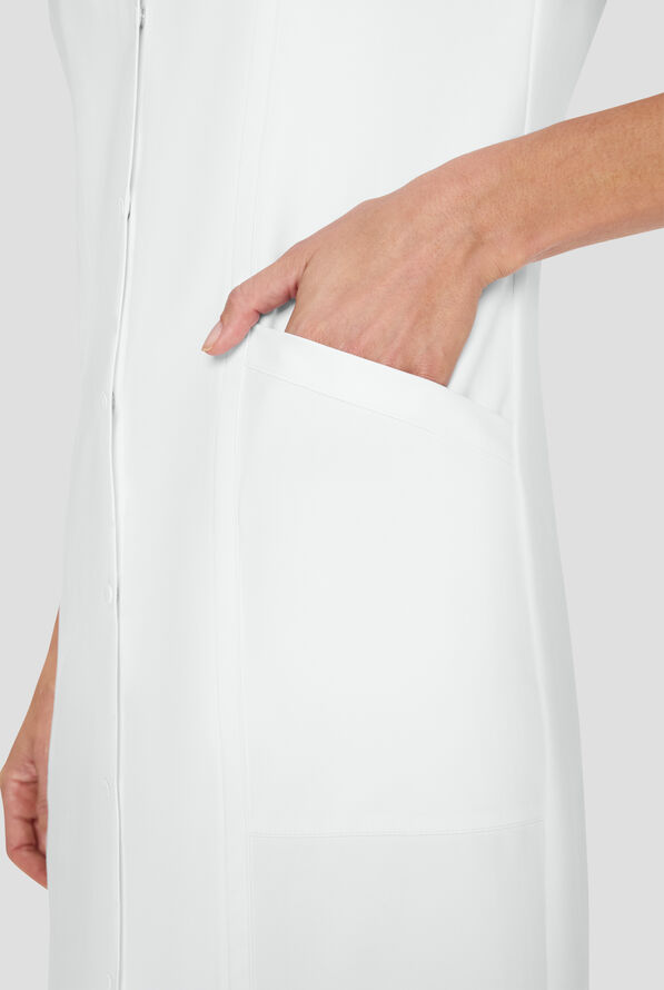 Cherokee Workwear Originals Ultra Women's 2-Pocket Button Front Scrub Dress - White - 3