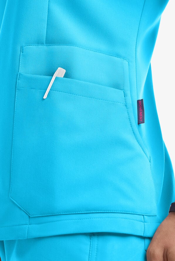 Blusa m&eacute;dica MOVEMENT by Butter-Soft Antares STRETCH con cuello en V y 6 bolsillos para mujer - Turquoise - 8