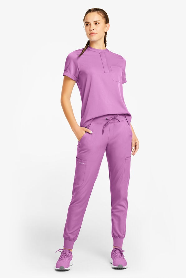 HH Works by Healing Hands Rhea Women's 6-Pocket STRETCH Cargo Jogger Scrub Pants - Meta Mauve - 4