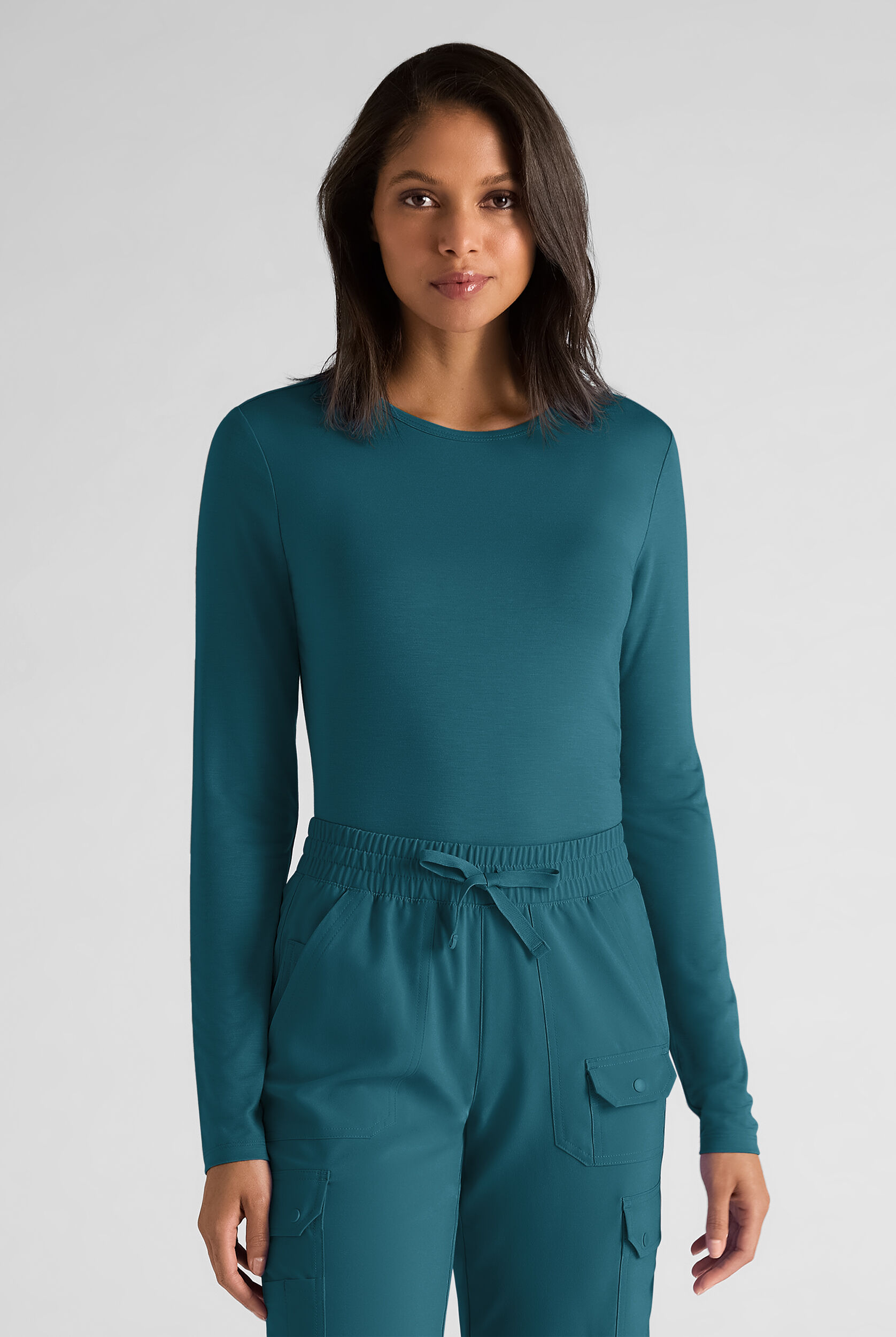 トップス G3M Caribbean blue long-sleeves Easy STRETCH Dotted Geo Caribbean Blue Women's 1-Pocket Tuck