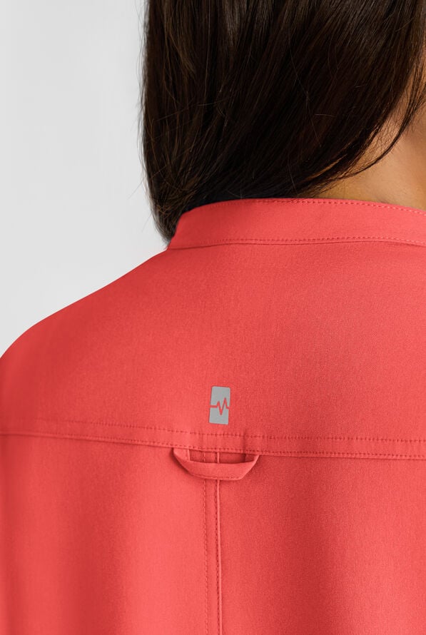 Easy STRETCH Bella Women's 1-Pocket Henley Scrub Top - Spiced Coral - 5