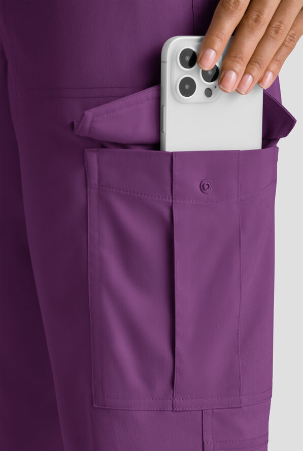 Butter-Soft STRETCH FLXTEK+ Women's 8-Pocket Cargo Jogger Scrub Pant - Tall - Eggplant - 3