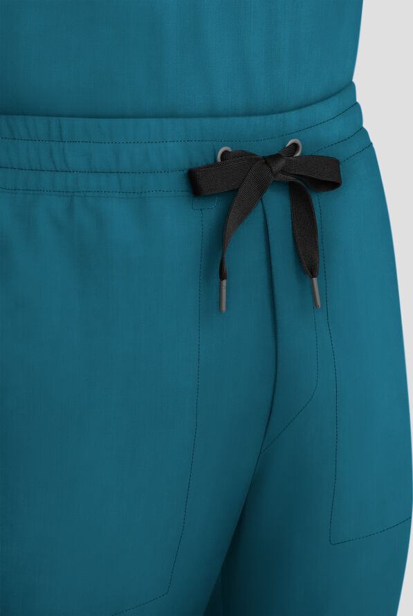 Healing Hands Quest Men's 4-Pocket STRETCH Straight Leg Drawstring Cargo Scrub Pant - Caribbean Blue - 2