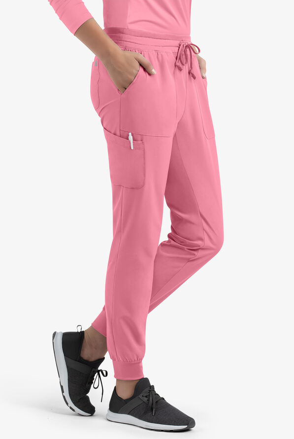 Maevn Matrix UA Exclusive Women's 5-Pocket STRETCH Jogger Scrub Pants - Petite - Wild Rose - 3