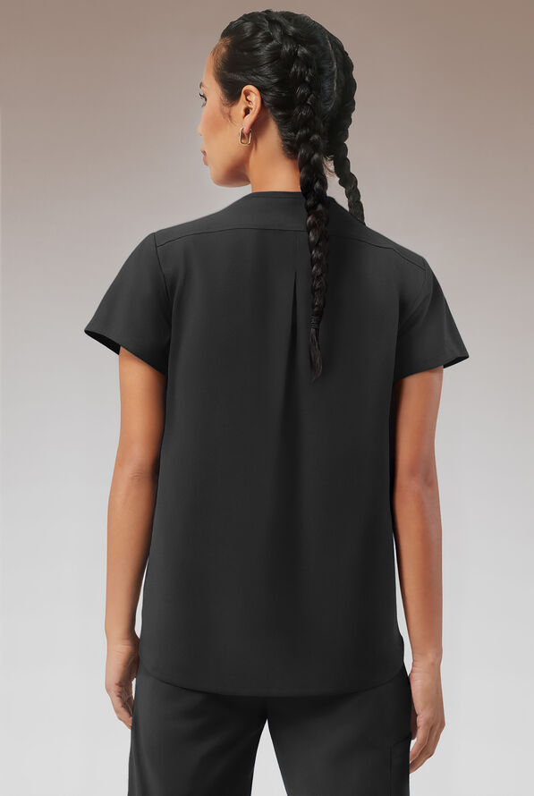 Blusa médica Hypothesis STRETCH estilo túnica con 2 bolsillos para mujer - Jet Black - 2
