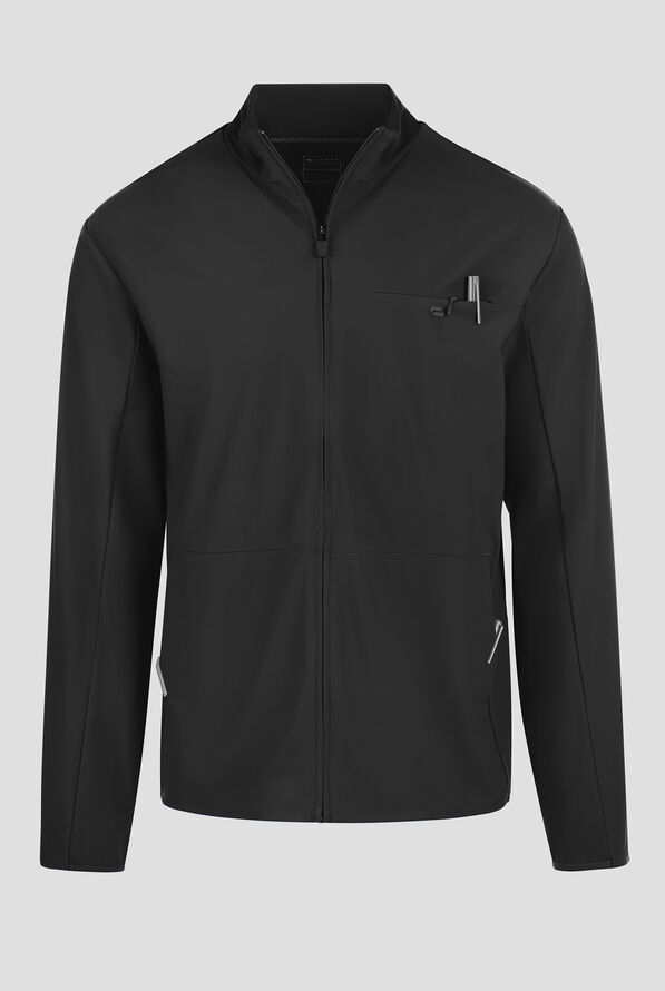 Infinity PURSUIT Men's 3-Pocket STRETCH Front Zip Warm-Up Scrub Jacket - Black - 1