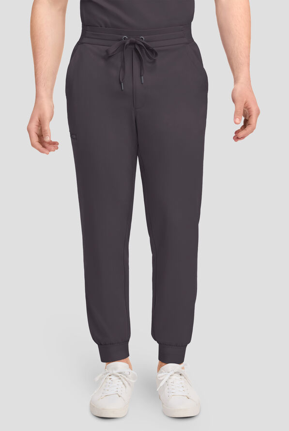 Healing Hands Quest Arlo Men's 5-Pocket STRETCH Drawstring Jogger Scrub Pants - Pewter - 1