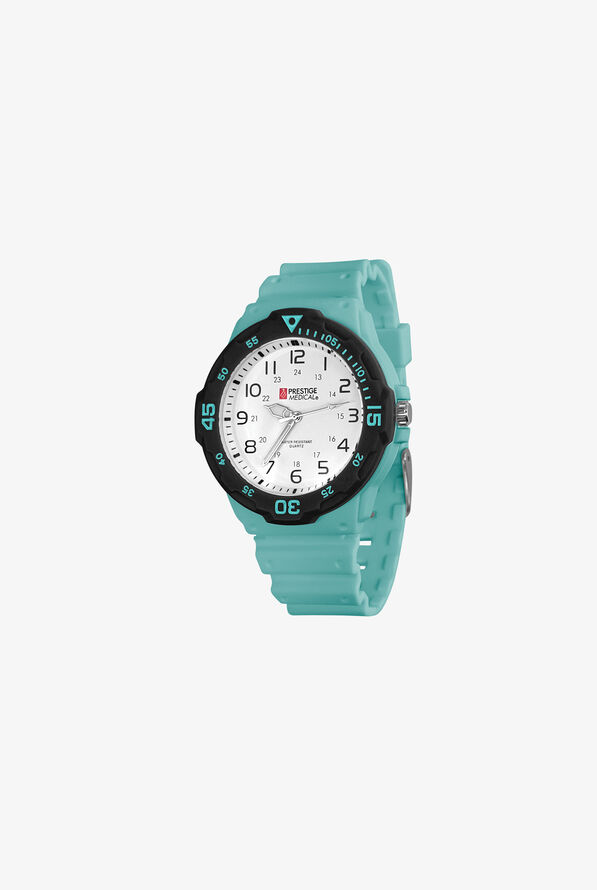 Reloj de enfermería Prestige estilo deportivo con bisel ajustable para mujer - Black/Aqua Sea - 1