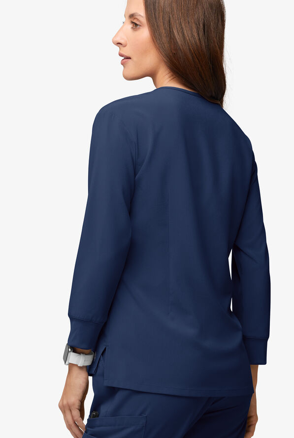 Easy STRETCH Women's Josie 2-Pocket Relaxed 3/4" Sleeve Scrub Top - Navy - 3