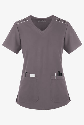 Easy STRETCH Leila Women's 3-Pocket Lace Up Grommet Scrub Top