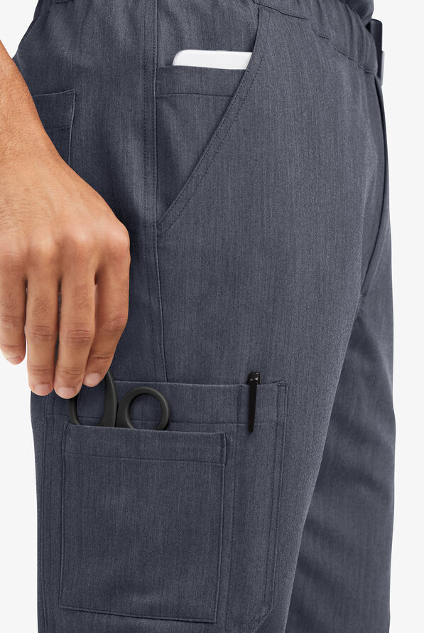 MOVEMENT by Butter-Soft Polaris Men's 10-Pocket Jogger STRETCH Scrub Pants - Indigo Heather - 3