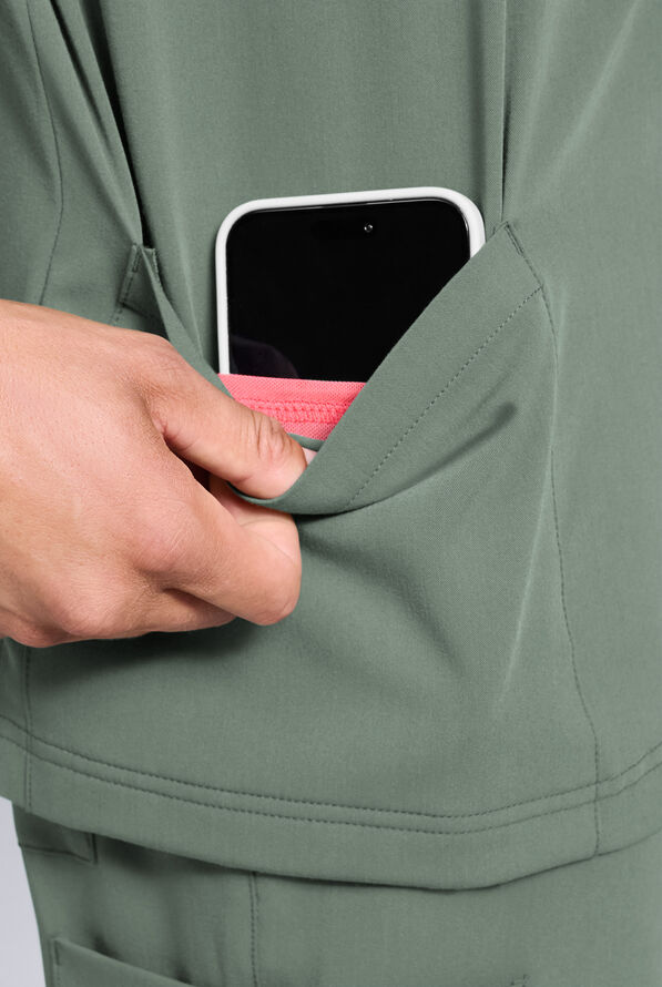 Hypothesis S-R Shift Ready Men's 4-Pocket V-Neck Scrub Top - Mineral - 4