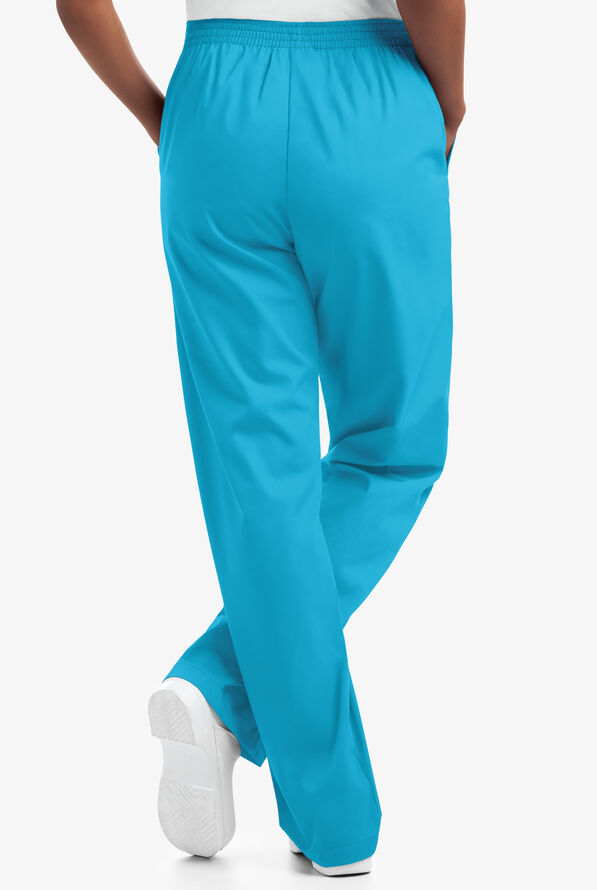 Butter-Soft Core Women's 2-Pocket Elastic Waist Scrub Pants - Tall - Turquoise - 2