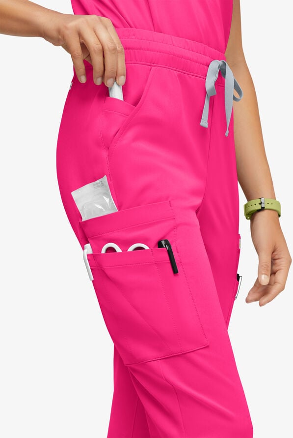 ReSurge Topaz Women's 11-Pocket Drawstring Scrub Pants - Reactive Pink - 3