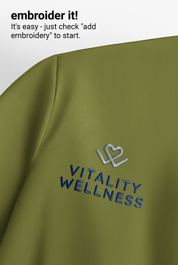 Blusa m&eacute;dica Planet koi Enik STRETCH con cuello en V y 2 bolsillos para mujer - Martini Olive - 3