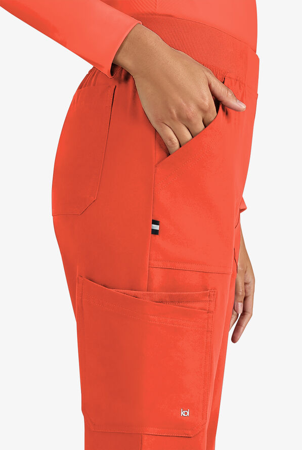 koi Next Gen Jump Start Women's 7-Pocket STRETCH Boot Cut Cargo Scrub Pants - Burnt Umber - 2