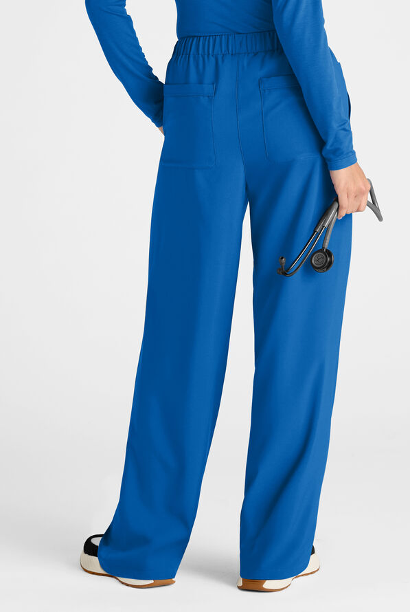 Easy STRETCH Hunter Women's 6-Pocket Relaxed Fit Wide Leg Scrub Pant - Petite - Royal - 3