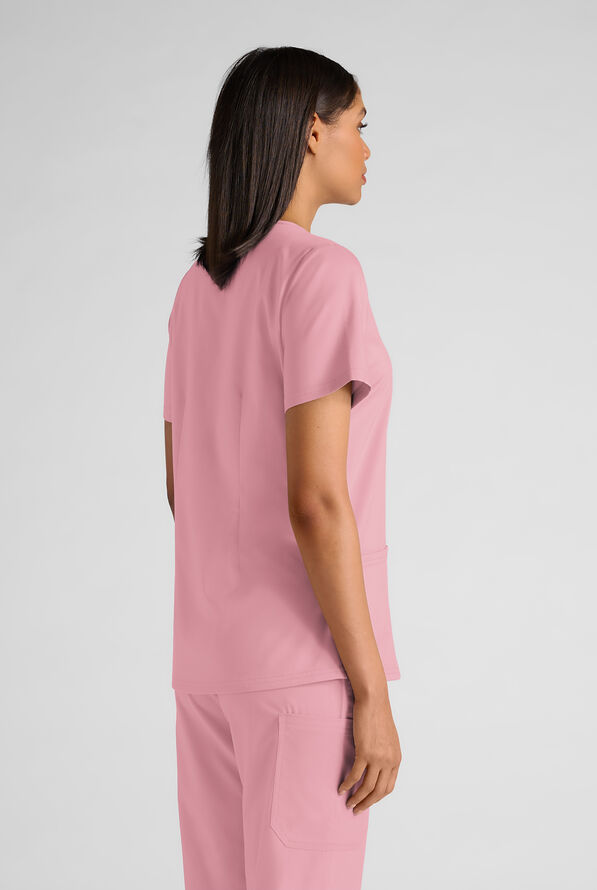 Butter-Soft STRETCH FLXTEK+ Women's 4-Pocket V-Neck Scrub Top - Cosmo Pink - 2