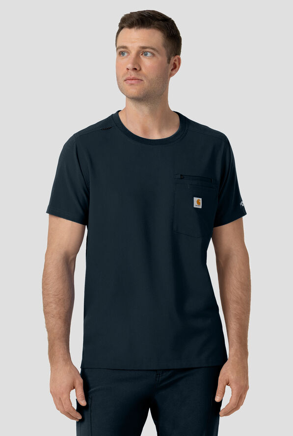 Carhartt Cross-Flex Men's 2-Pocket STRETCH Crew Neck Scrub Top - Navy - 2