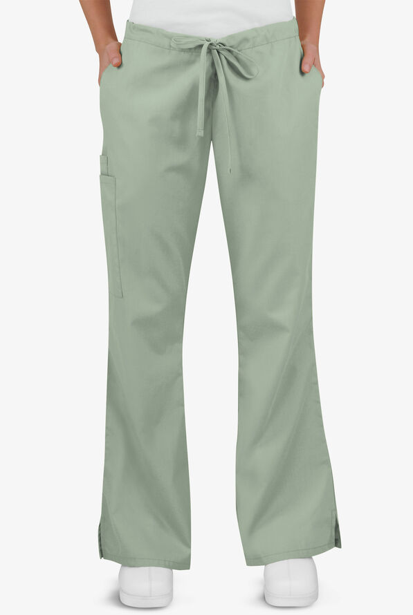 Butter-Soft Core Women's 4-Pocket Elastic Waist Back Drawstring Scrub Pants - Jadeite - 1