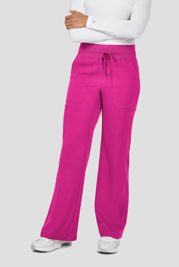 Pantalón médico Zavate Ava Therese Avery STRETCH de tiro alto estilo cargo con piernas anchas y 6 bolsillos para mujer - Razzmatazz - 1