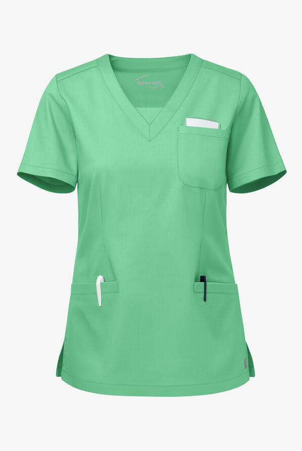 UA ButterSoft STRETCH Welt Pocket VNeck Scrub Top, Fashion Scrubs
