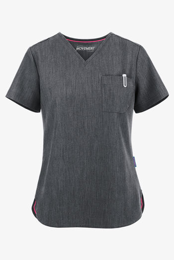 Blusa médica MOVEMENT by Butter-Soft Ceti con cuello en V y 1 bolsillo para mujer