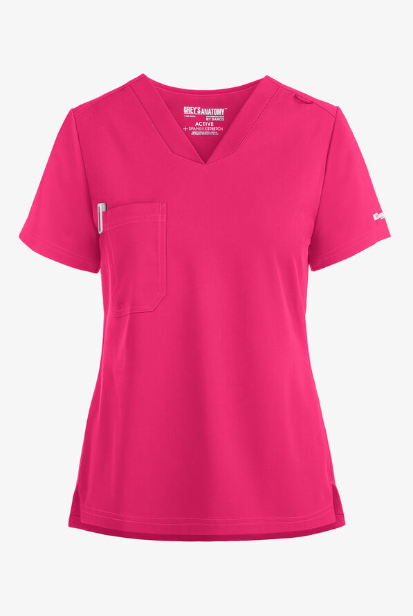 Blusa m&eacute;dica Grey's Anatomy Spandex Stretch Active con 1 bolsillo para mujer - Vibrance Pink - 1