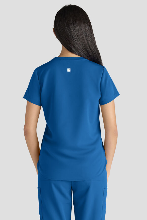 ReSurge Citrine Women's 1-Pocket Crew Neck Tuck In / Wear Out Scrub Top - Royal - 2