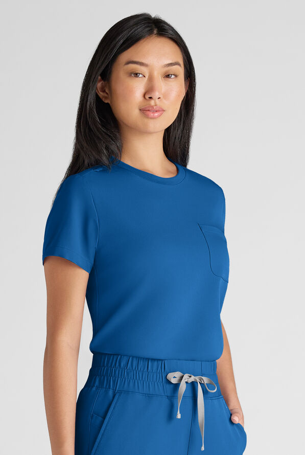 ReSurge Citrine Women's 1-Pocket Crew Neck Tuck In / Wear Out Scrub Top - Royal - 1