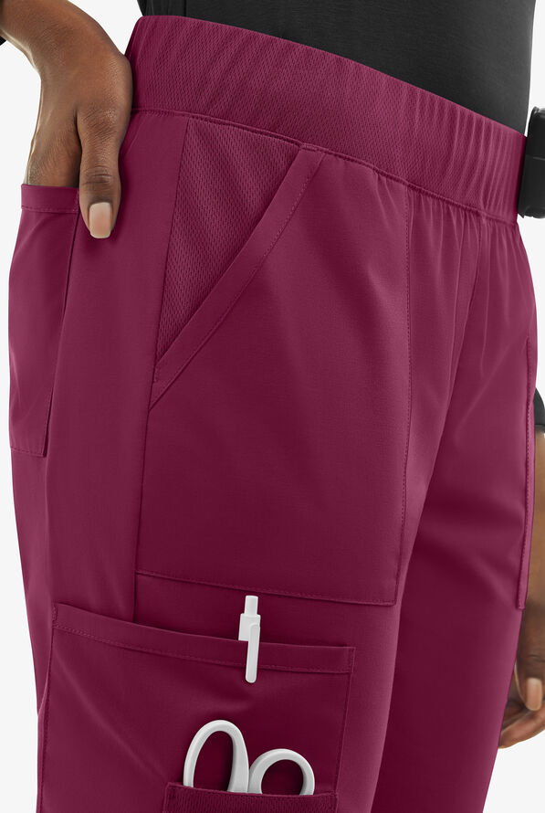 UA Exclusive Cherokee Workwear Professionals Active Women's 6-Pocket STRETCH Half Jogger Scrub Pants - Wine - 4