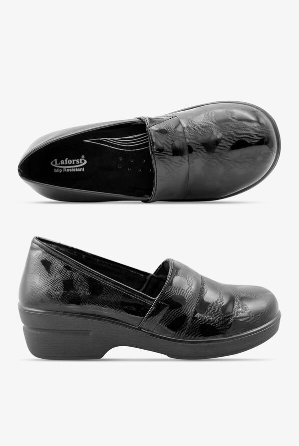 LaForst Women's Jaime Black Patent Leather Clog, Nursing Shoes