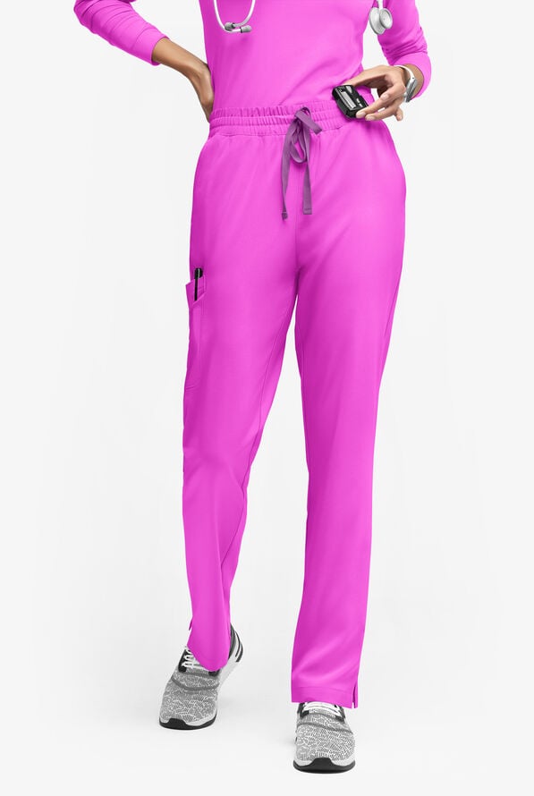 Pantal&oacute;n m&eacute;dico Easy STRETCH Naya con piernas rectas y 6 bolsillos para mujer - Electric Fuchsia/Purple Swirl - 1