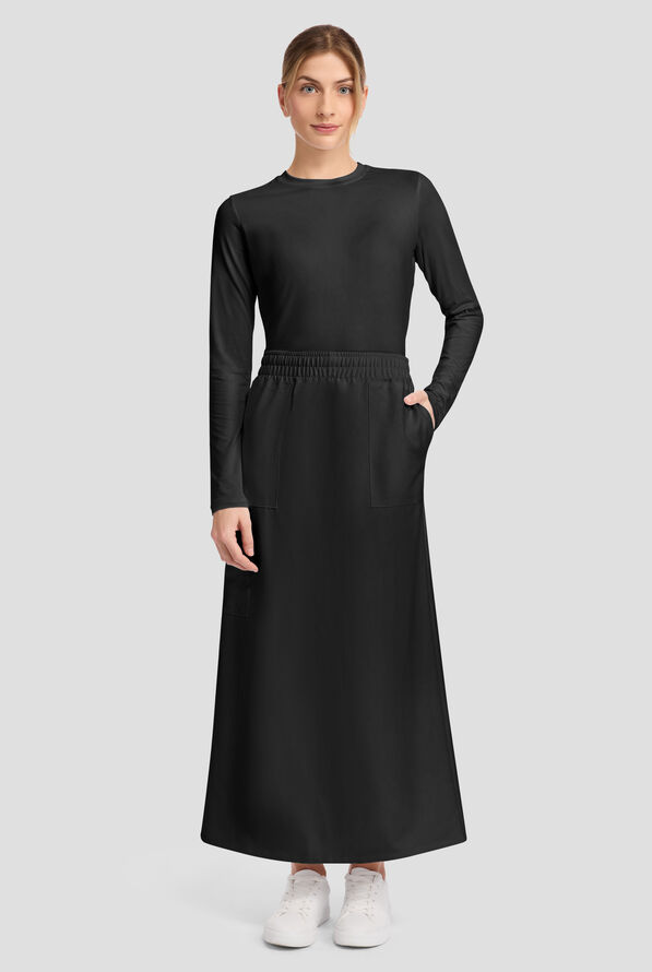 Cherokee Workwear Originals Ultra Women's 3-Pocket Pull-On Maxi Scrub Skirt - Black - 5